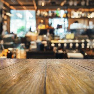 Table top counter with Blurred bar background